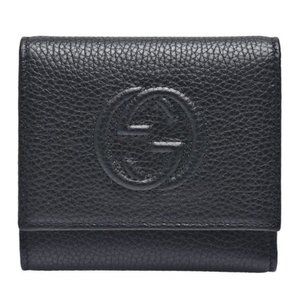NEW Gucci Black Soho Leather Trifold Wallet Card Case Holder